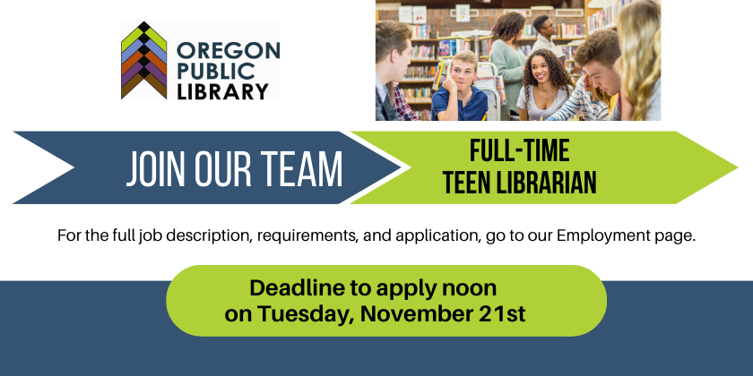 Employment Opportunity Teen Librarian (Full-time)
