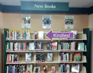 kindles on the new book shelf